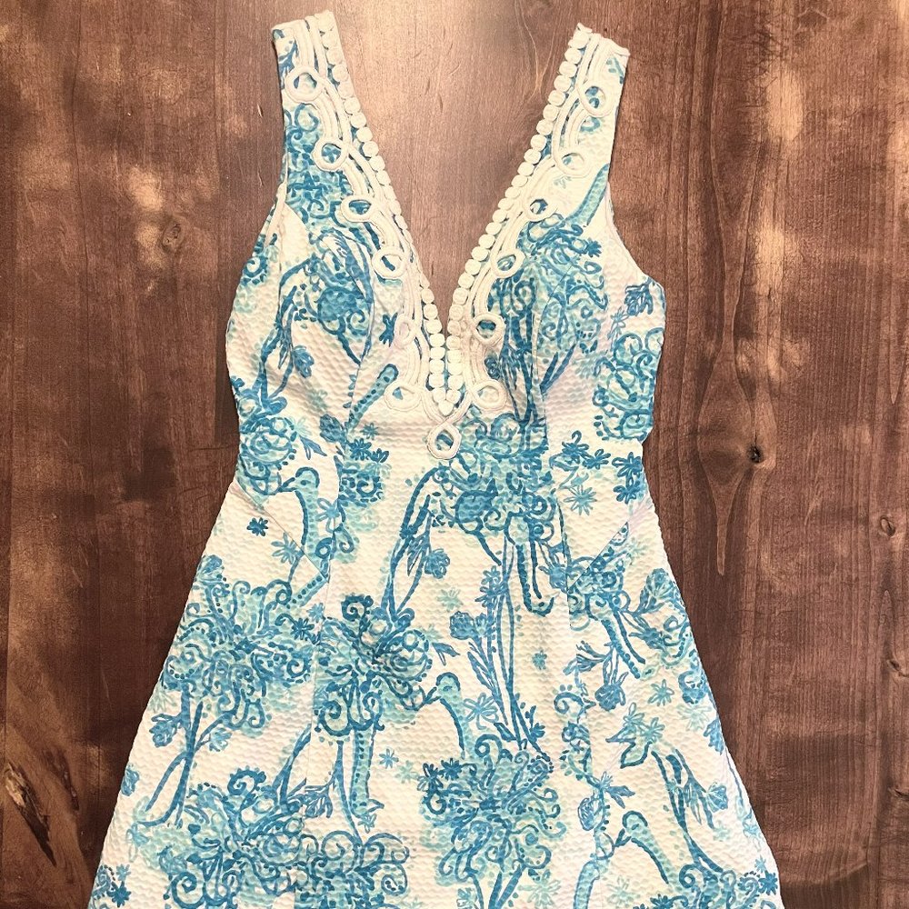 Lilly Pulitzer Blue Patterned Dress Size 2